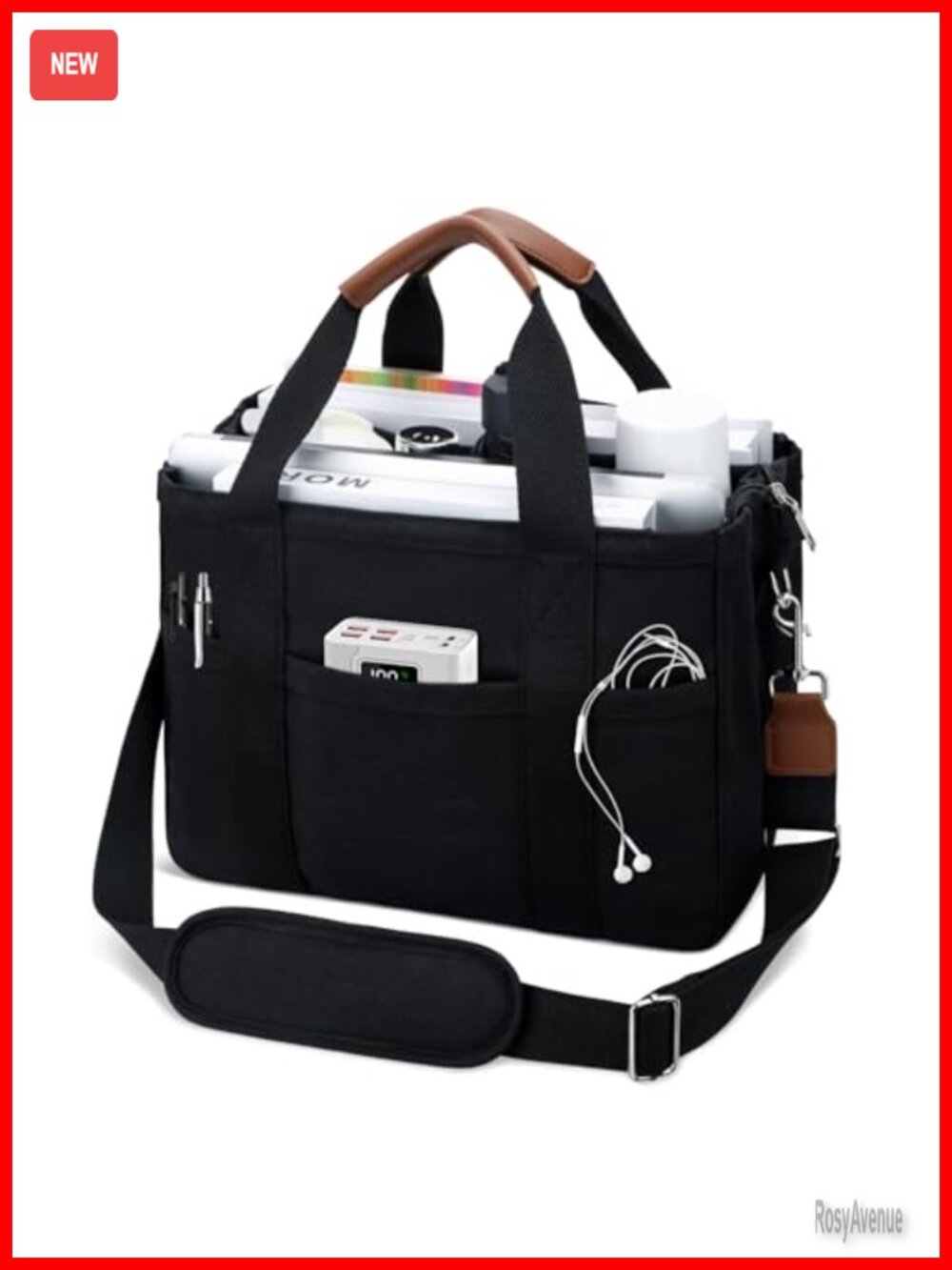 Canvas Tote Bag with Zipper Crossbody Large Messenger Purse
